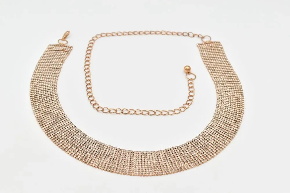 Vintage Crystal Chain Belt Gold Tone Thick Chunky Rhinestone Sparkling 26
